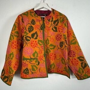 NWT Gudrun Sjoden Jacket quilted floral reversible organic cotton orange rust XL